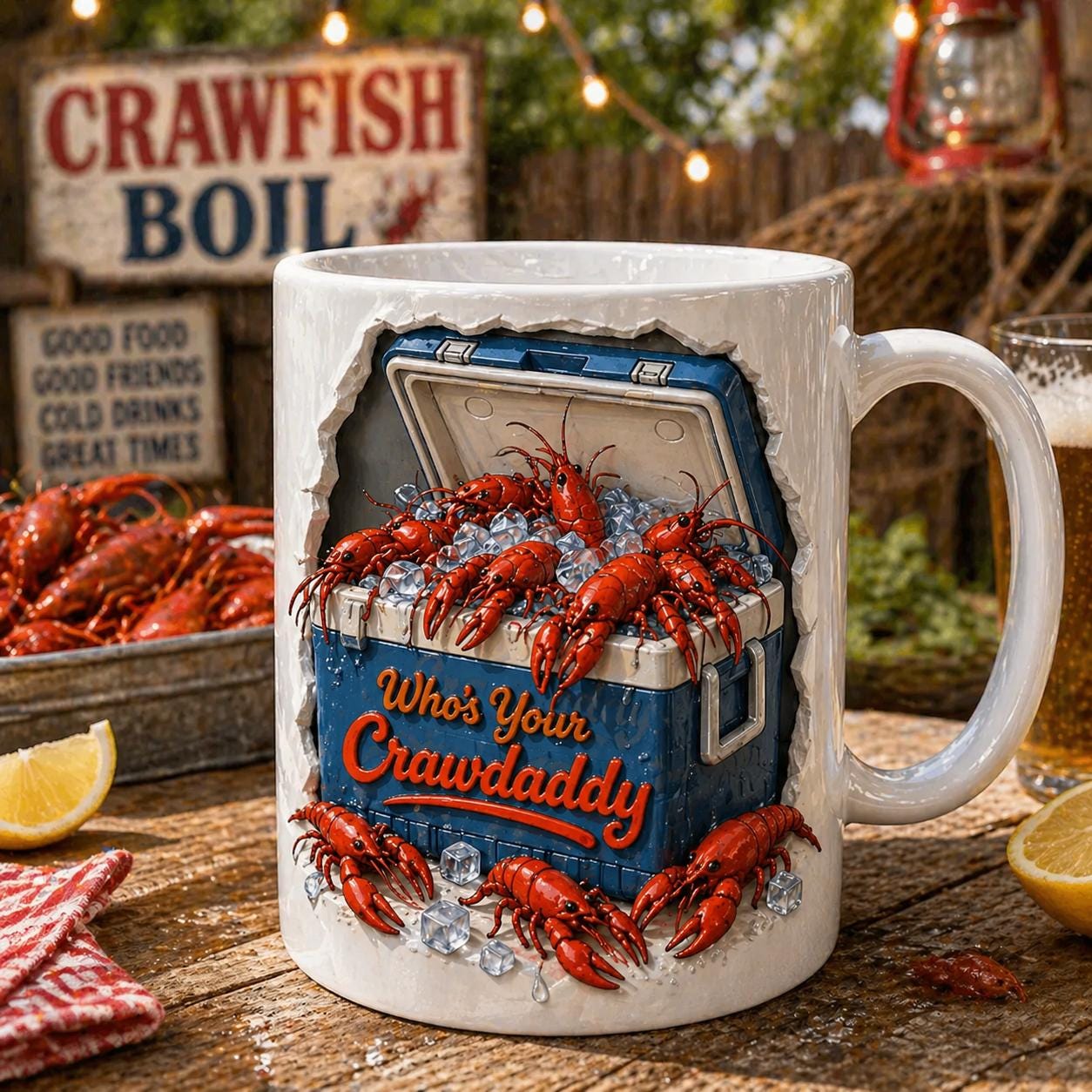 Funny Crawfish Mug, Crawdaddy Quote Coffee Cup, Crawfish Boil Gift for Dad