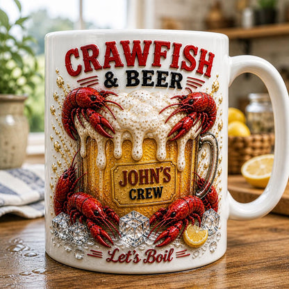 Crawfish Beer Mug, Personalized Crawfish Boil Gift, Custom Party Beer Cup