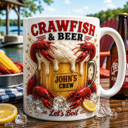 Crawfish Beer Mug, Personalized Crawfish Boil Gift, Custom Party Beer Cup