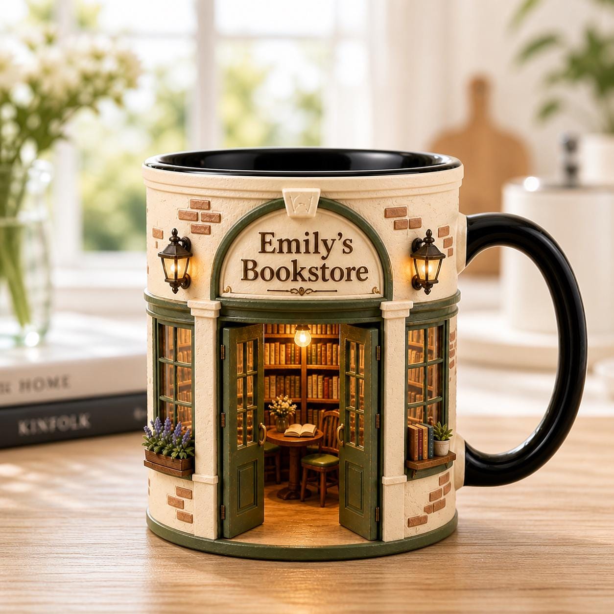 Personalized Bookstore Mug, Custom Book Lover Gift, Cozy Reading Nook Coffee Cup