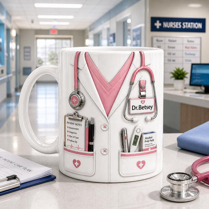 Personalized Nurse Mug, RN Coffee Cup, Medical Staff Gift, Custom Name Nurse Gift