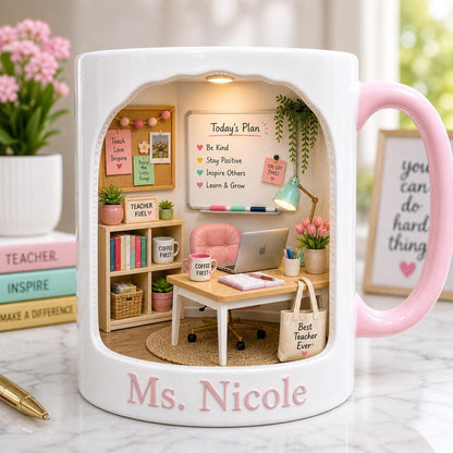 Personalized Teacher Mug, Custom Name Teacher Gift, Classroom Coffee Cup, Teacher Appreciation Gift