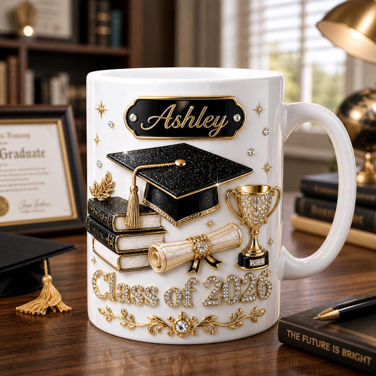 Personalized Graduation Mug 2026, Class of 2026 Gift for Her, Custom Name Elegant Grad Coffee Cup