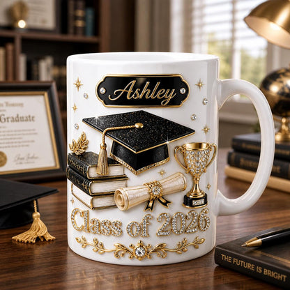 Personalized Graduation Mug 2026, Class of 2026 Gift for Her, Custom Name Elegant Grad Coffee Cup