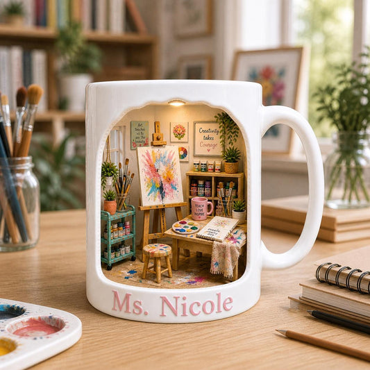 Personalized Teacher Mug, Art Teacher Gift, Custom Name Coffee Cup, Teacher Appreciation Gift