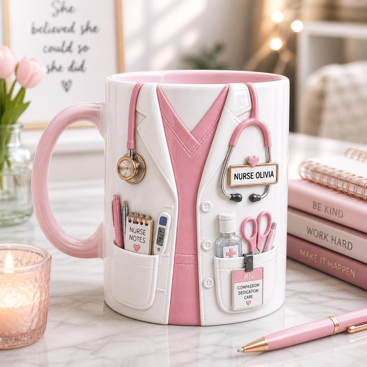Personalized Nurse Mug, Custom RN Gift, Nurse Appreciation Gift, Healthcare Worker Coffee Cup
