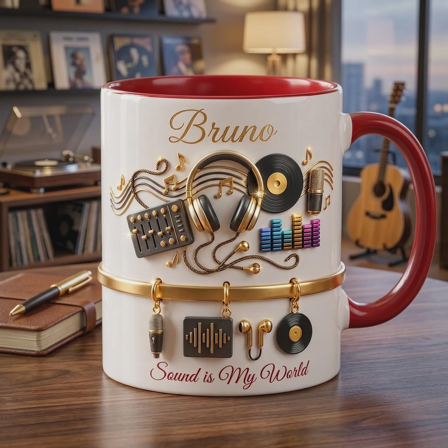 Personalized Music Mug, DJ Gift, Music Lover Coffee Cup, Custom Name Musician Gift