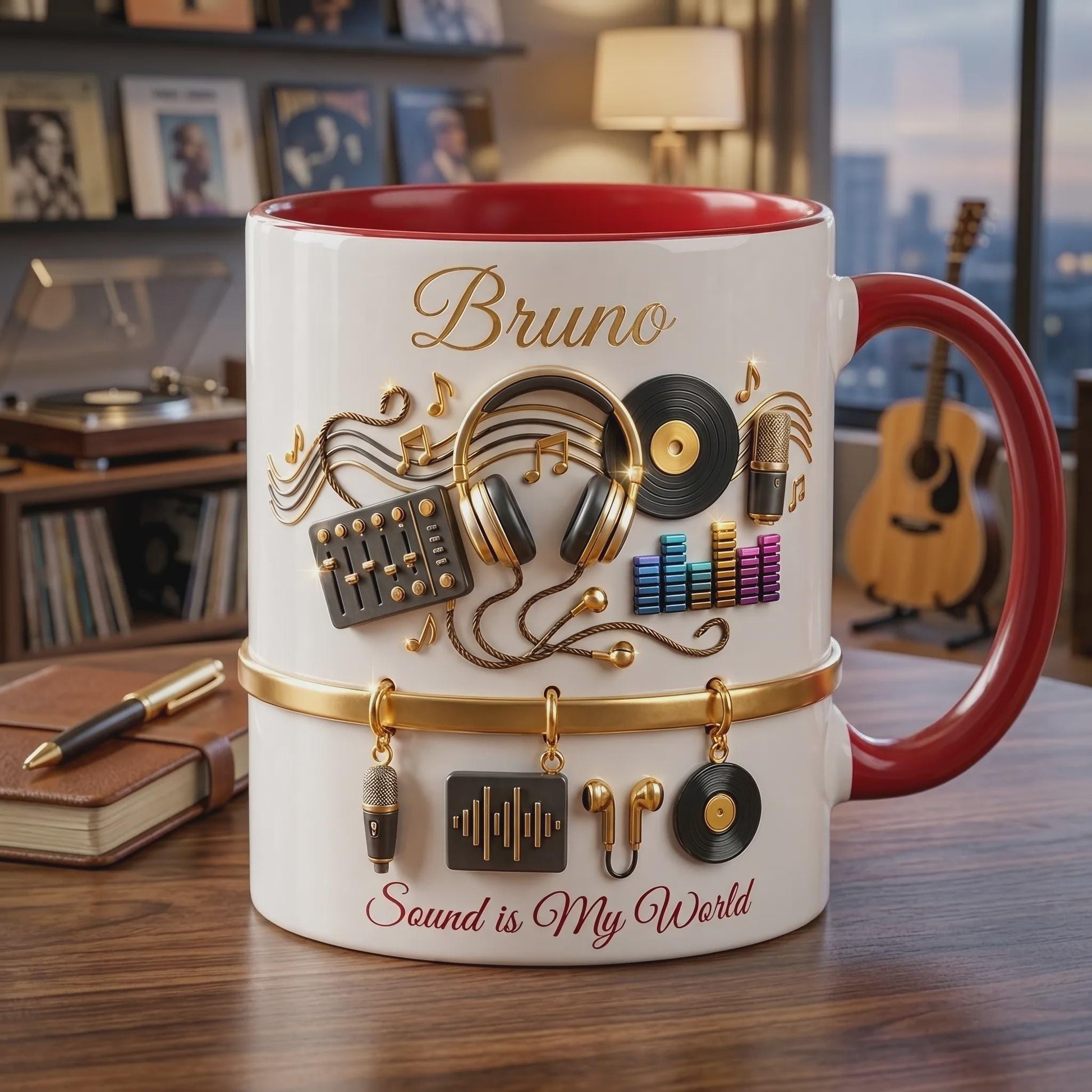 Personalized Music Mug, DJ Gift, Music Lover Coffee Cup, Custom Name Musician Gift