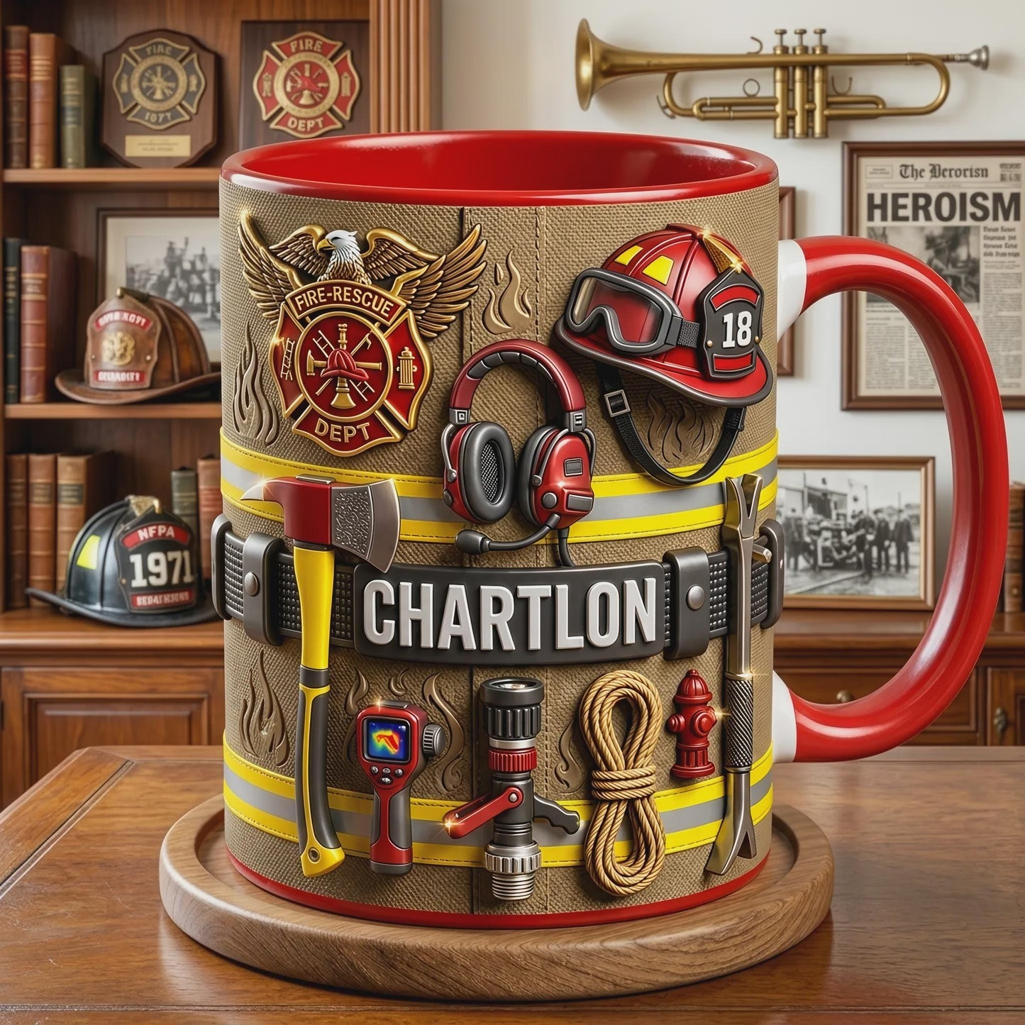 Personalized Firefighter Mug, Fireman Gift, Custom Name Fire Rescue Coffee Cup, First Responder Gift