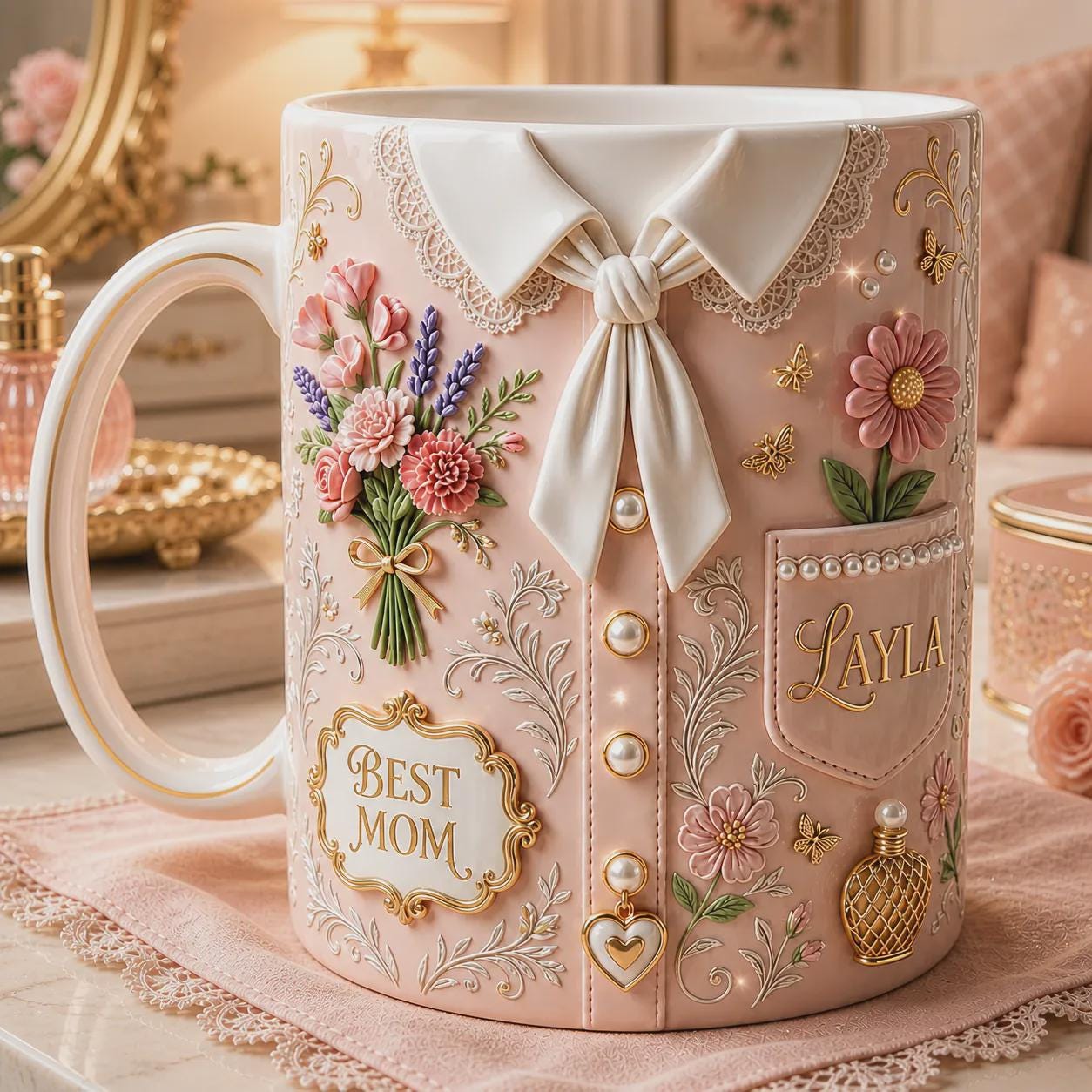 Personalized Mom Mug, Best Mom Gift, Custom Name Floral Coffee Cup, Mother Day Gift for Her